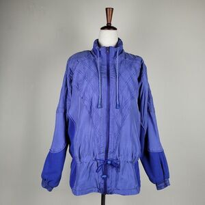 Blue VTG Jacket Womens Small Silk Quilted 80s 90s Cinch Knit Purple Periwinkle